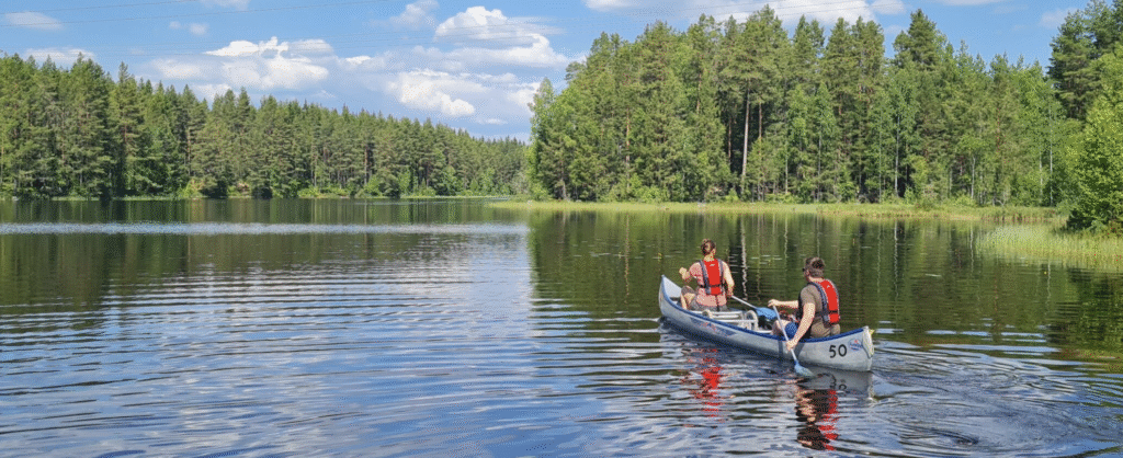 aluminium canoes used on Glaskogen for hire.